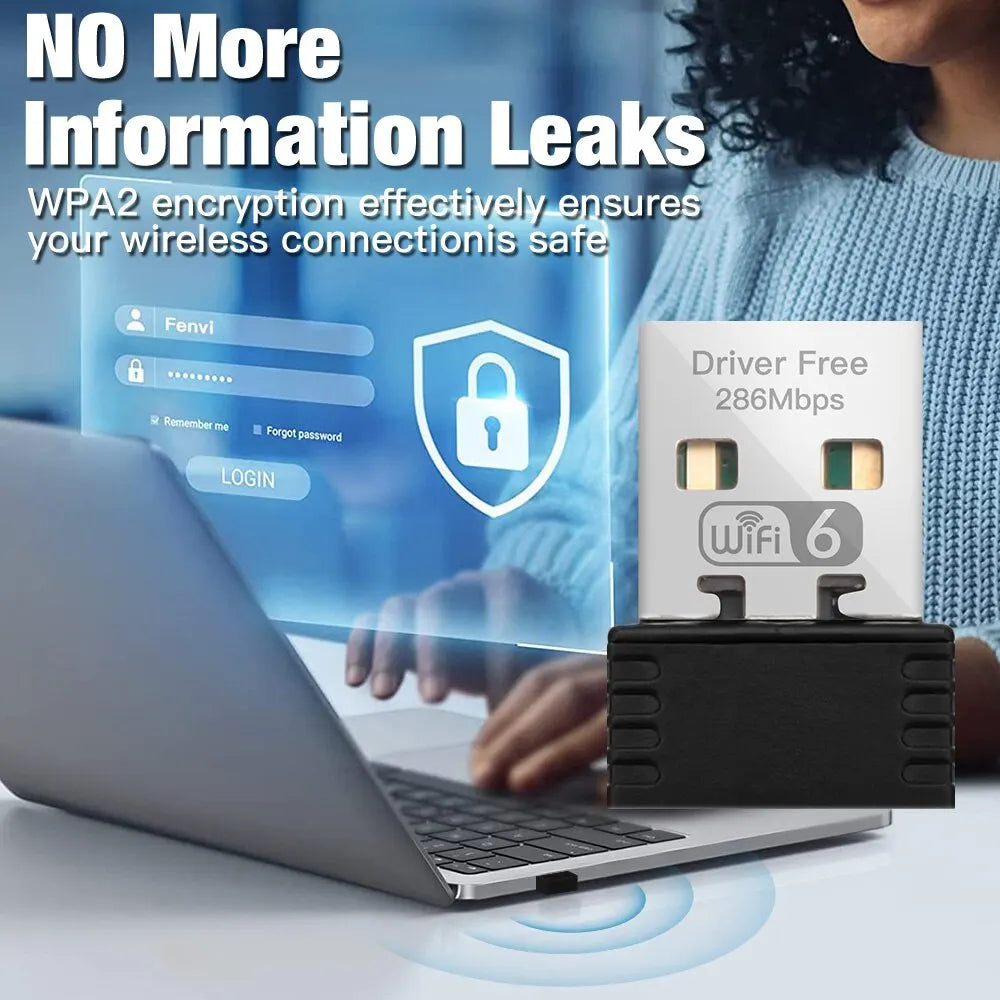 FENVI WIFI 6 Adapter AX286 Network Card Mini USB Dongle 2.4GHz