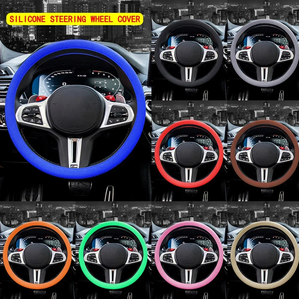 Car Steering Wheel Cover Silicone Steering Covers Four seasons Elastic