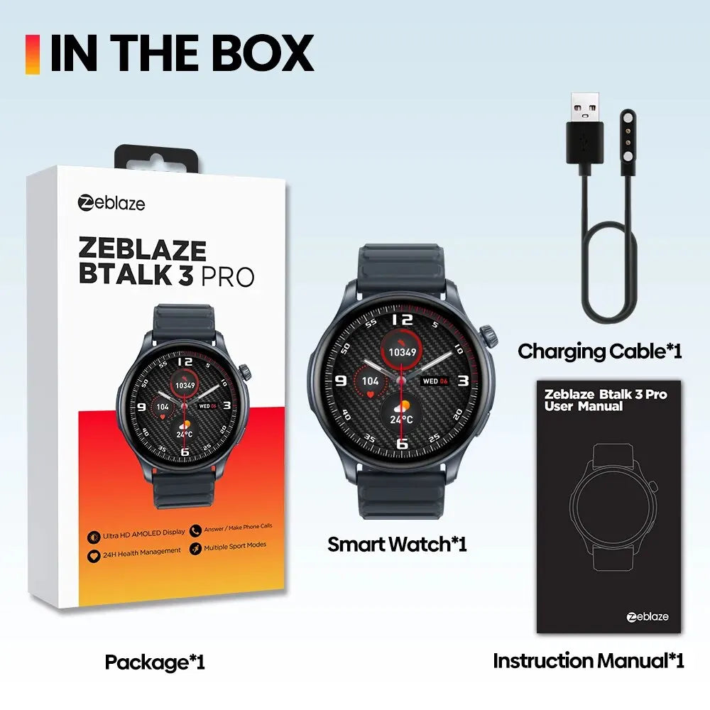 New Zeblaze Btalk 3 PRO 1.43" AMOLED Display Smart Watch Bluetooth