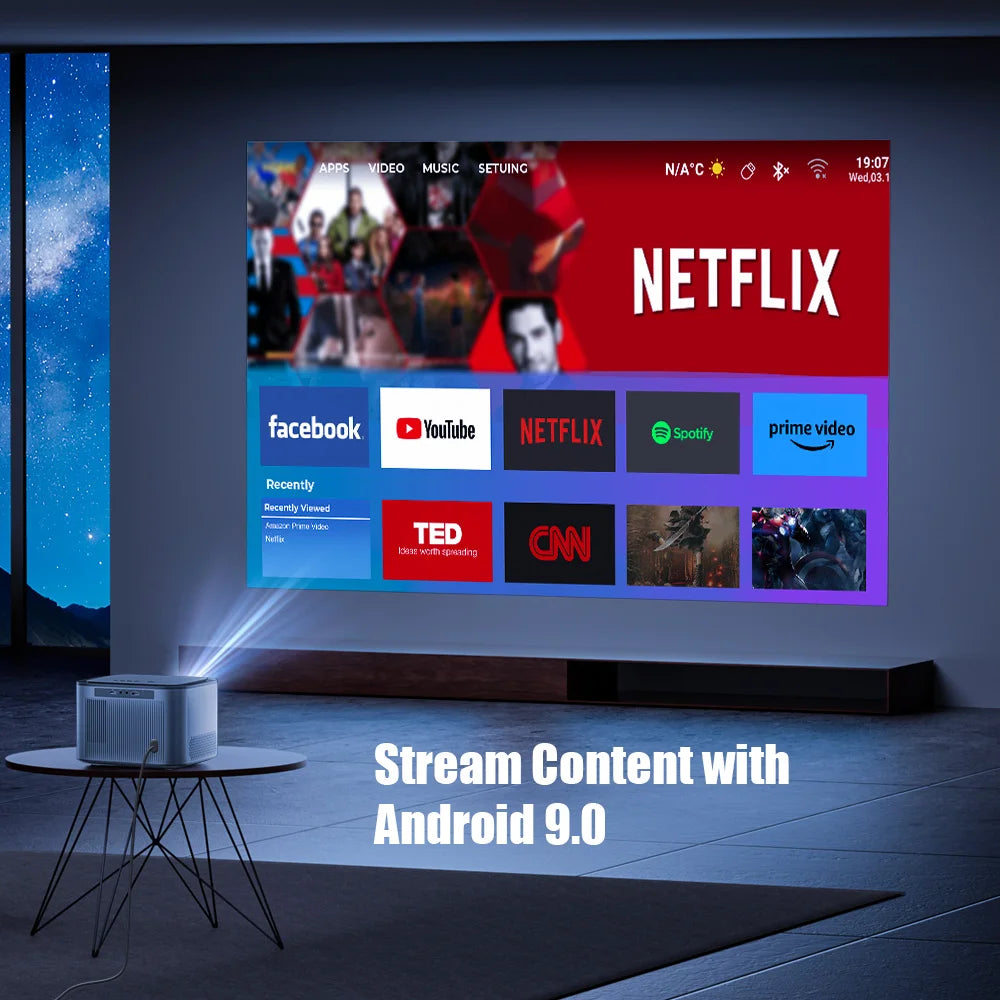 BYINTEK X25 Full HD Projector 1080P 4K Video 900Ansi  Auto Focus  WiFi