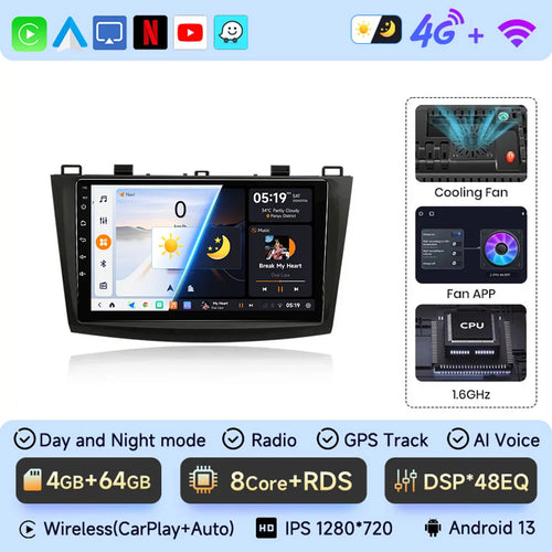 JIUYIN 2 Din Car Radio for Mazda 3 2009 2010 2011 2012 2013 Android 13