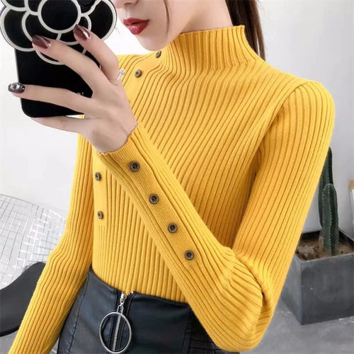 2024 Autumn Knitted Slim Women Sweaters Solid Female Cotton Soft