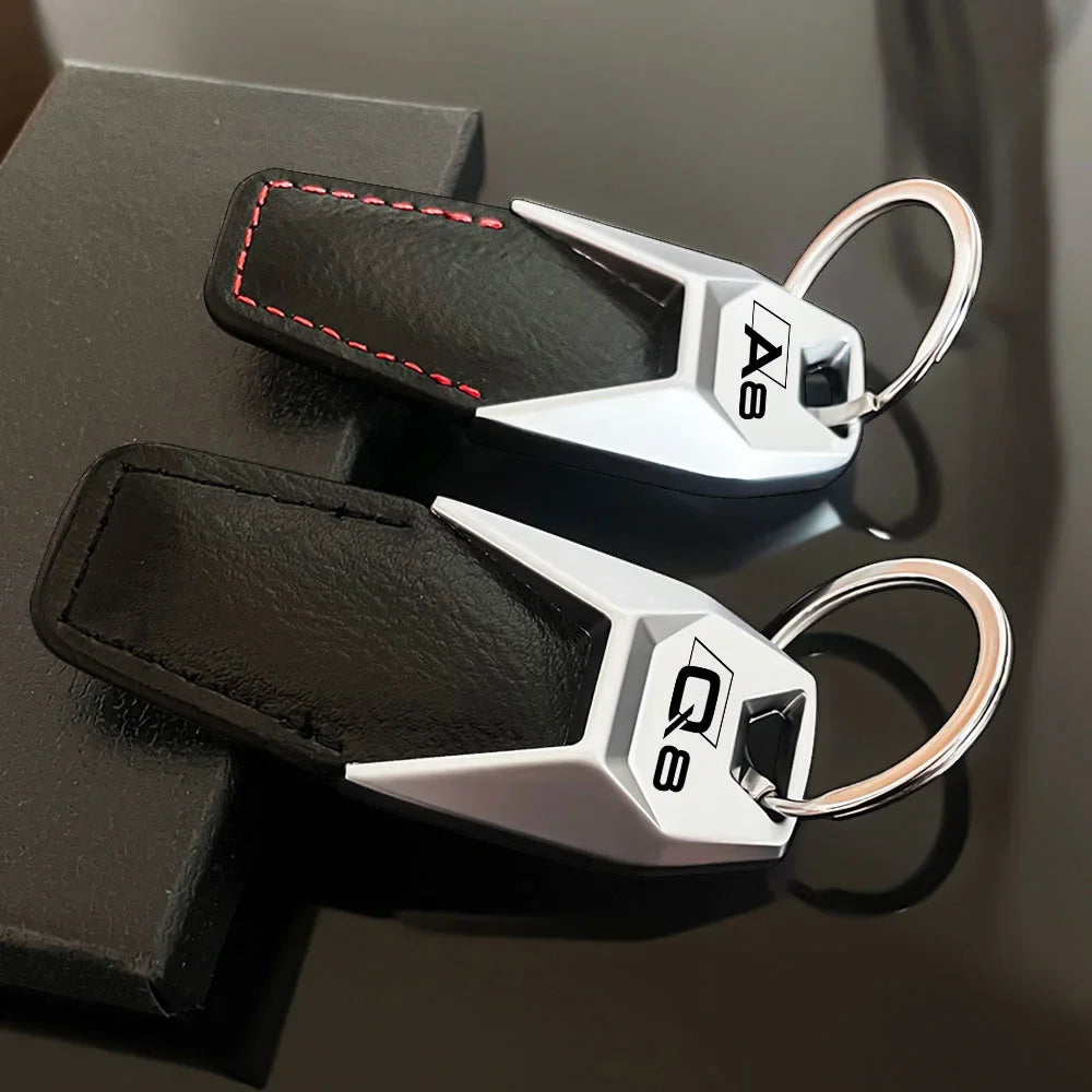 Genuine Leather Zinc Alloy Keyring 4S Store Gift Car Logo Pendant