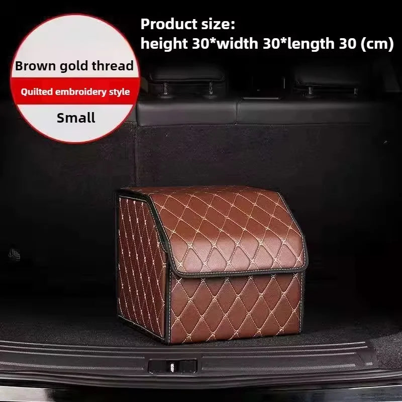 PU Leather Car Trunk Organizer Box Foldable Waterproof Durable Storage