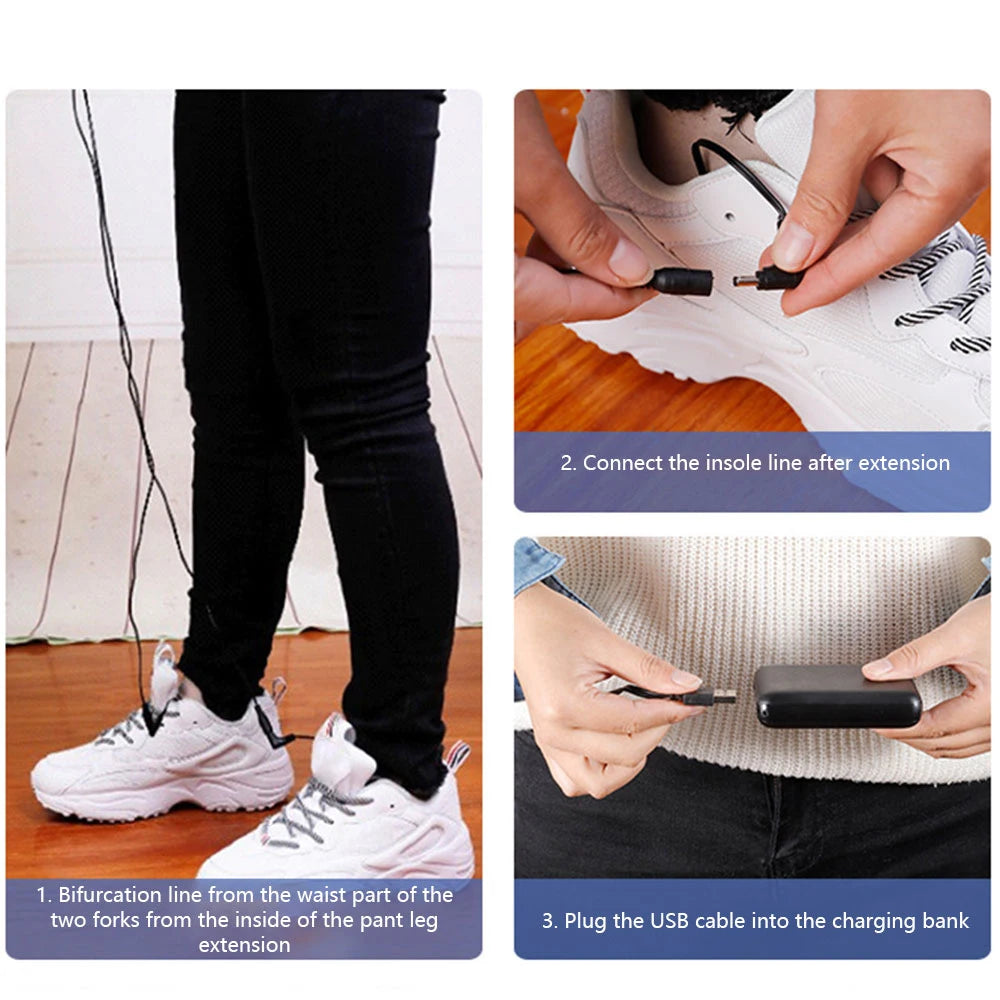 USB Rechargeable Heated Insoles Size 35-46 DIY Customizable Electric