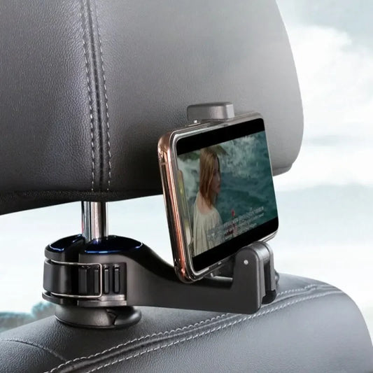 Car Headrest Hook & Phone Holder Seat Back Hanger for Rear Seat Cradle