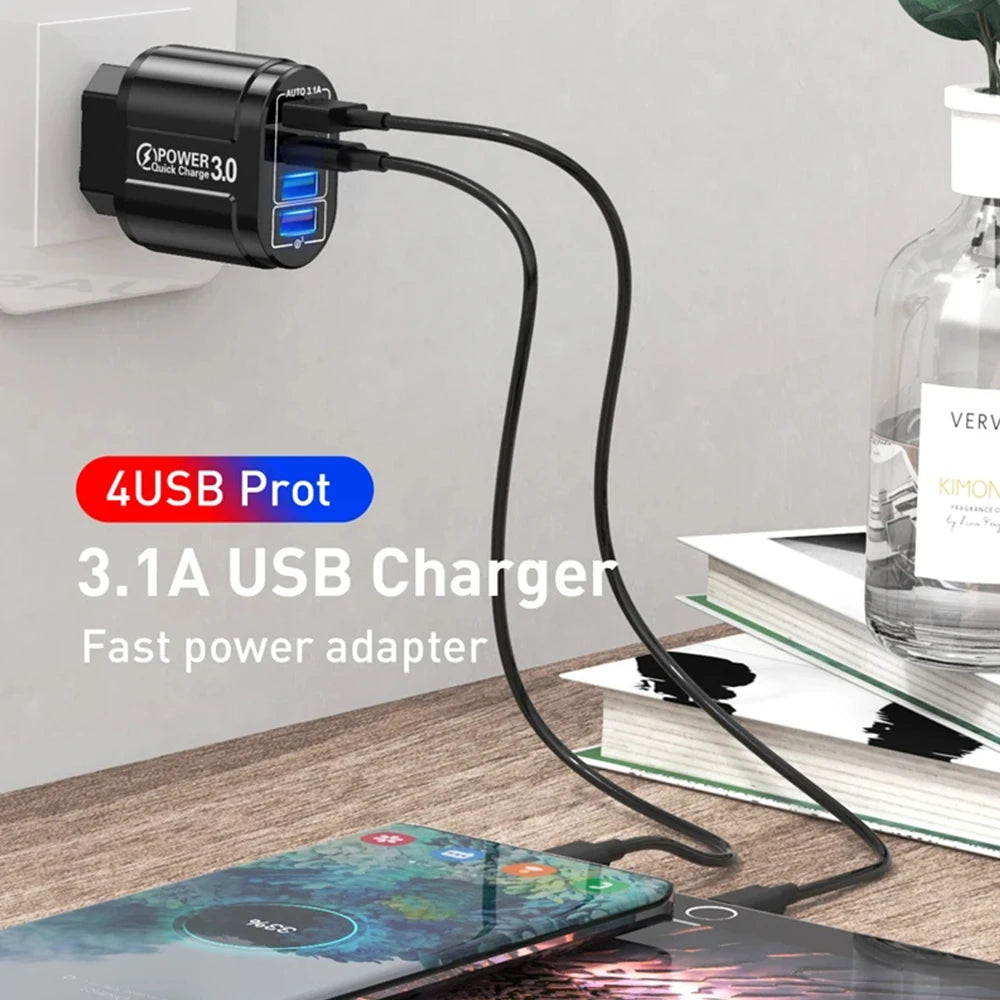 48W Fast Charging USB Type C Charger 4 Port EU KR PD QC3.0 Wall Quick