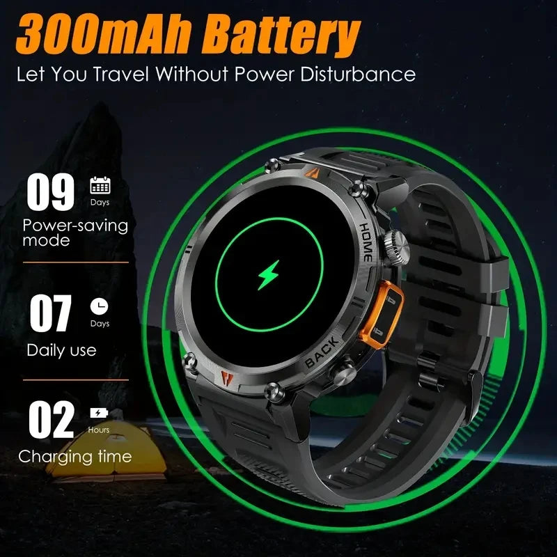 2024 New Smart Watch Men Military Sports Fitness Tracker Blood