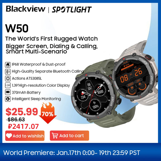 Blackview NEW Smart Watch W50 Waterproof Smart Watch New Version Men