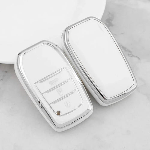 Silver Tpu Car Key Case Cover Shell for Toyota Fortuner Rav4