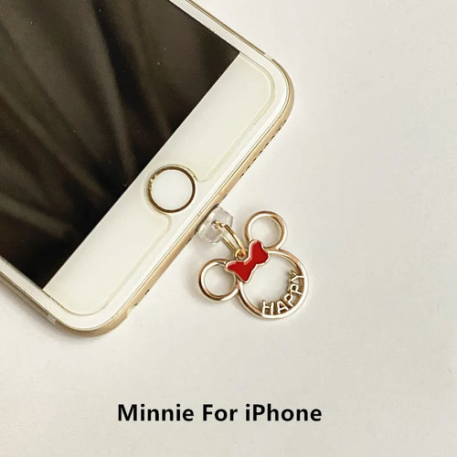 MINISO Minnie Mickey Metal Phone Anti-Dust Plug For iPhone Samsung