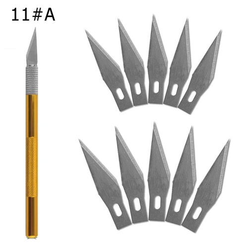 Engraving Non-Slip Metal Knife Kit + 40/10pcs #11 Blades Cutter Craft