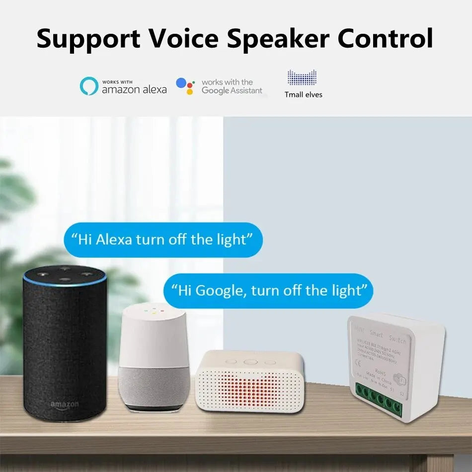 Tuya Mini 16A WiFi Switch Smart Life App 2 Way Control Smart Home