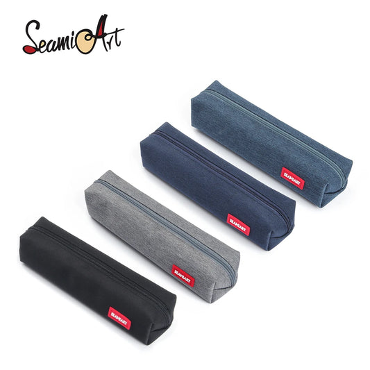 SeamiArt 1pc Small Solid Color Simple Zipper Kawai Pencil Case Mini