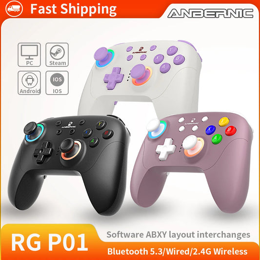 ANBERNIC RG P01 RGP01 Gamepad Wired Wireless Bluetooth RGB Hall Effect
