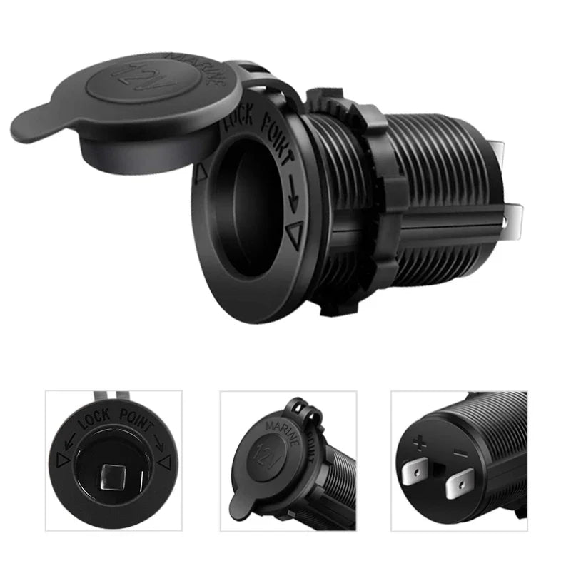 Car Cigarette Lighter Socket 12V-24V Waterproof Plug Power Outlet