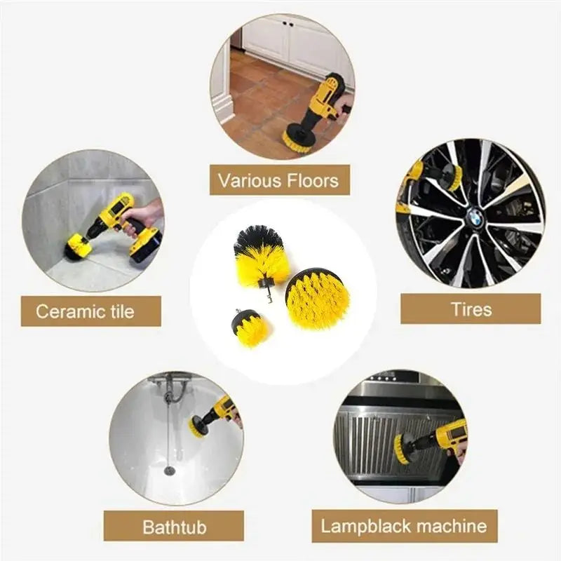 3pcs Drill Brush Attachment Set Power Scrubber Brush With Drill Scrub