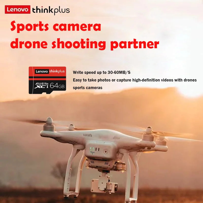 Lenovo ThinkPlus Mini Micro SD Card Class 10 TF Flash Card 64GB Red &