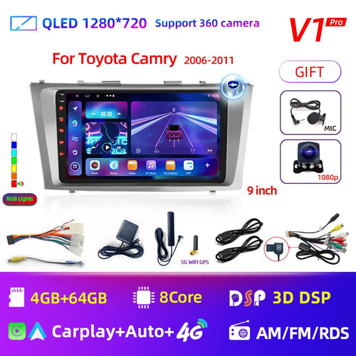 2din 9" 4G Carplay Android 12 Car Radio Multimedia Video Player For