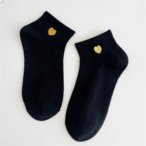 New Cute Embroidery Glitter Love Heart Moon Star Smile Face Socks Soft