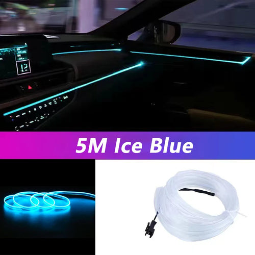 5M Car Interior Led Strip Light Neon EL Wiring Decorative Lamp For