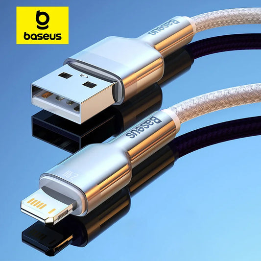 Baseus USB Cable for iPhone 14 11 12 Pro Max Xs Xr X 2.4A Fast