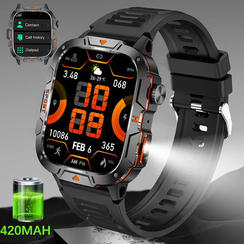 2024New Rugged Military Fitness Smart Watch Men For Android Xiaomi IOS