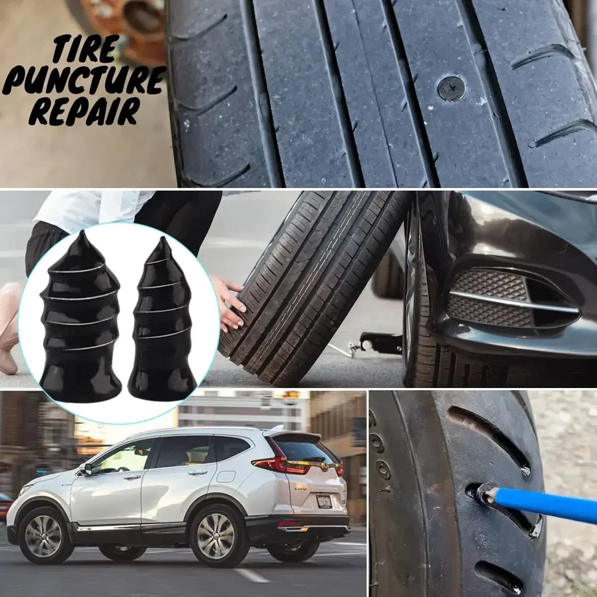 Car Tires Nails Spikes Car Flat Tubeless Tire Repair Kit Truck Scooter