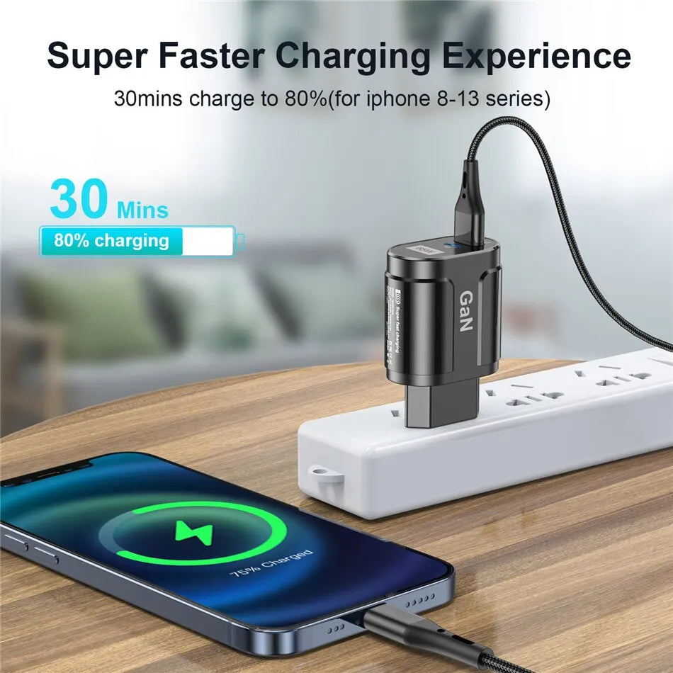 USLION 65W GaN USB C Charger Quick Charge Korea EU US Plug PD USB-C