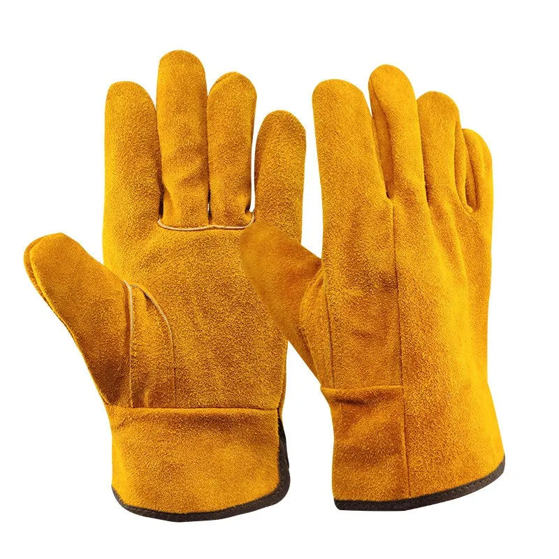 Men Work Gloves Soft Cowhide Driver Hunting Driving Farm Garden