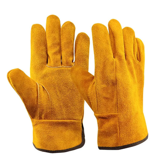 Men Work Gloves Soft Cowhide Driver Hunting Driving Farm Garden