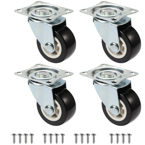 Set Of 4 1"/1.25"/2" PVC Furniture Casters Wear Resistant Mute