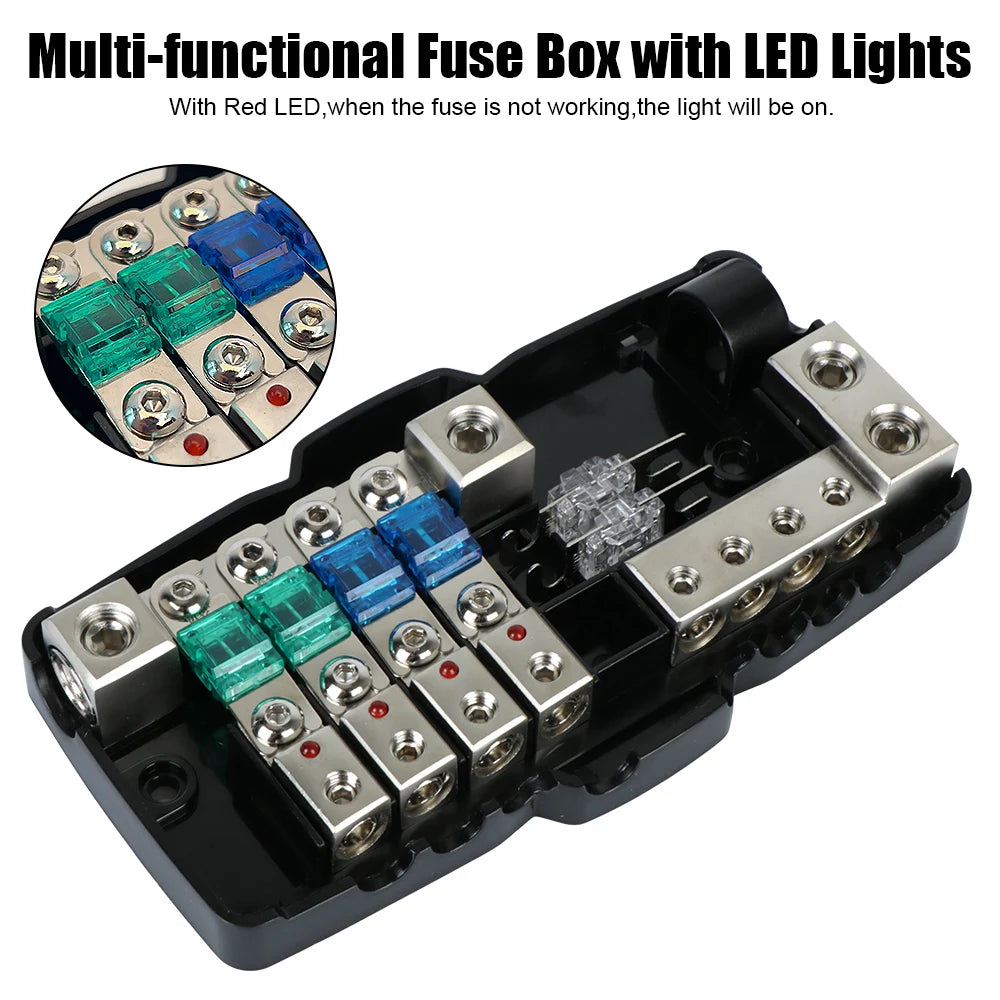24V 12V 30A 60A Fuse Blade Box Splitter Block DC Distribution LED