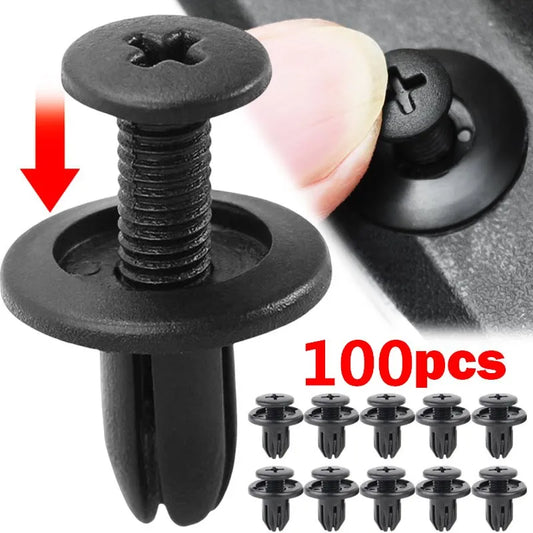 5/100pcs 8mm Plastic Rivets Fasteners Screw Car Bumper Fender Black