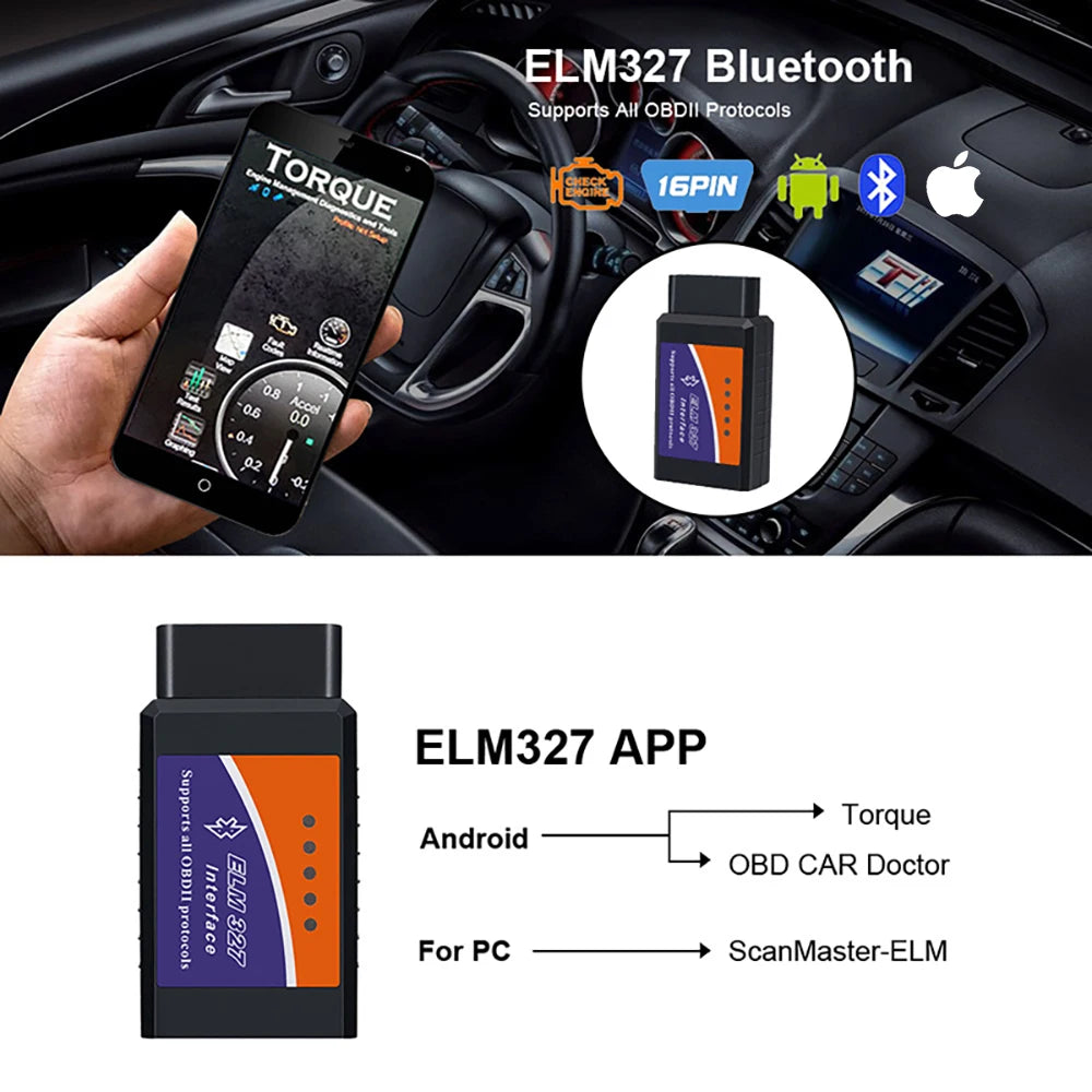 ELM327 V2.1 OBD2 Scanner Bluetooth Car Diagnostic Tool For Android