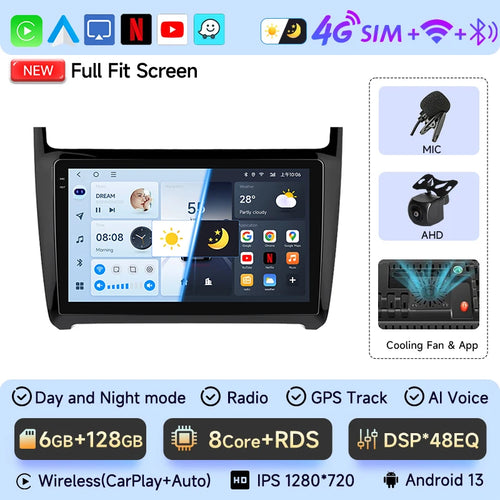 JIUYIN AI Voice Android 13 Auto Radio For VW Volkswagen POLO 5 sedan