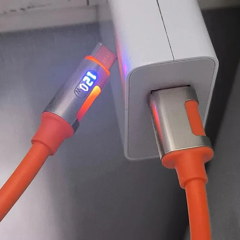 LED Digital Display Cable 120W Fast Charging USB Type C High-speed