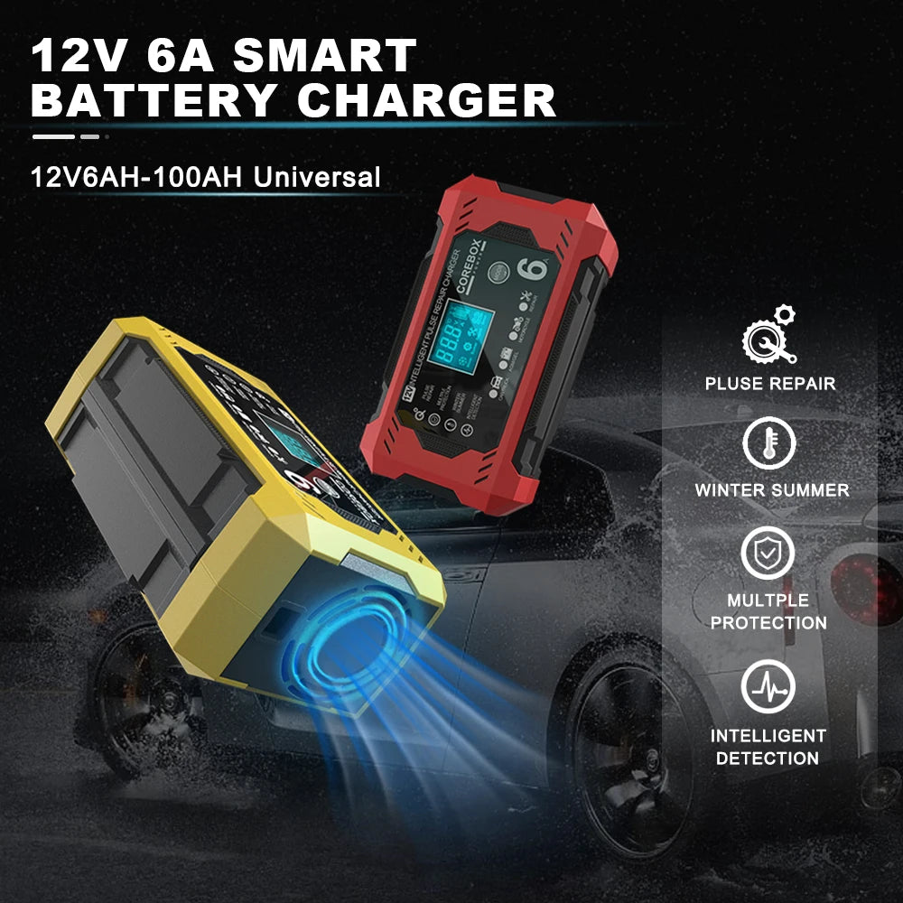 6A 12V Automotive Battery Charger Car and Motorcycle Battery Charging