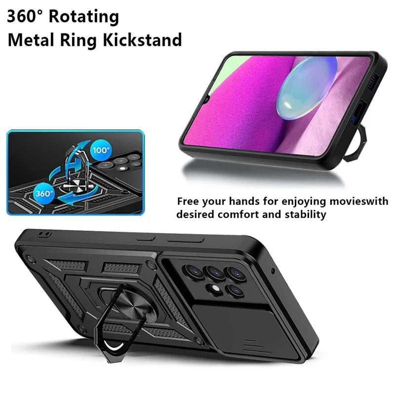 For Samsung A52 Case Magnetic Ring Stand Holder Armor Back Cover For