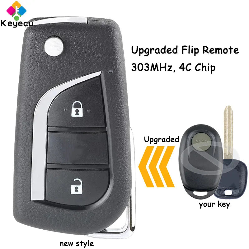 KEYECU Upgraded Flip Remote Control Car Key With 2 Buttons 303MHz 4C