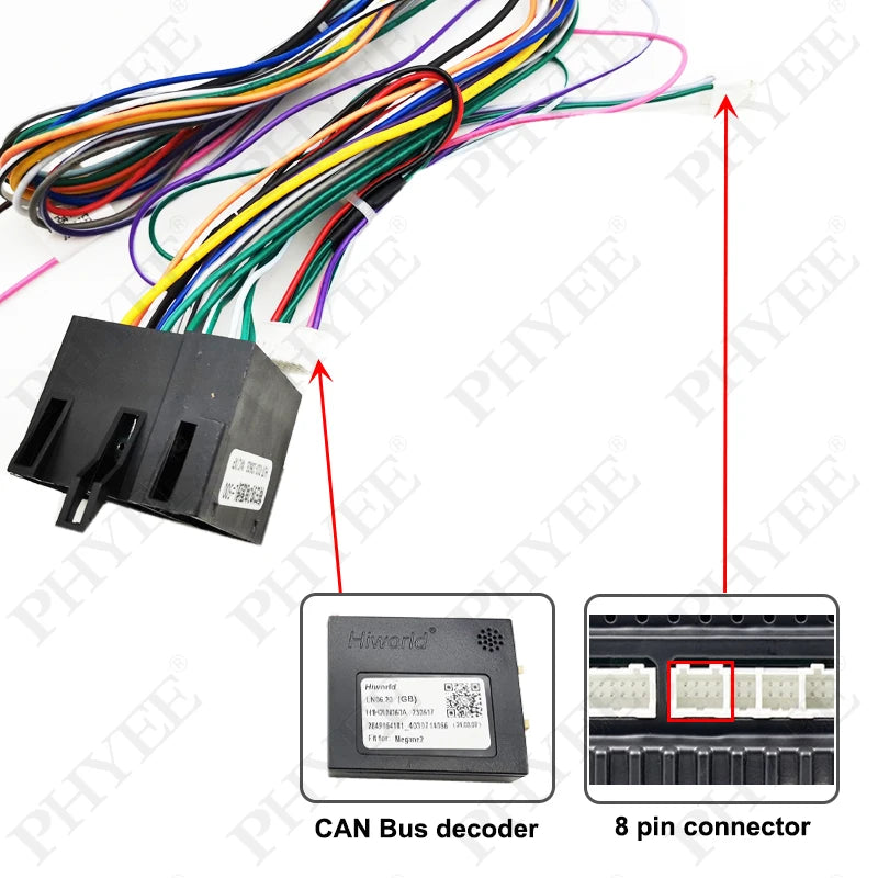 CAN Bus Decoder, 16 Pin to ISO Radio Harness Adapter, Car Android