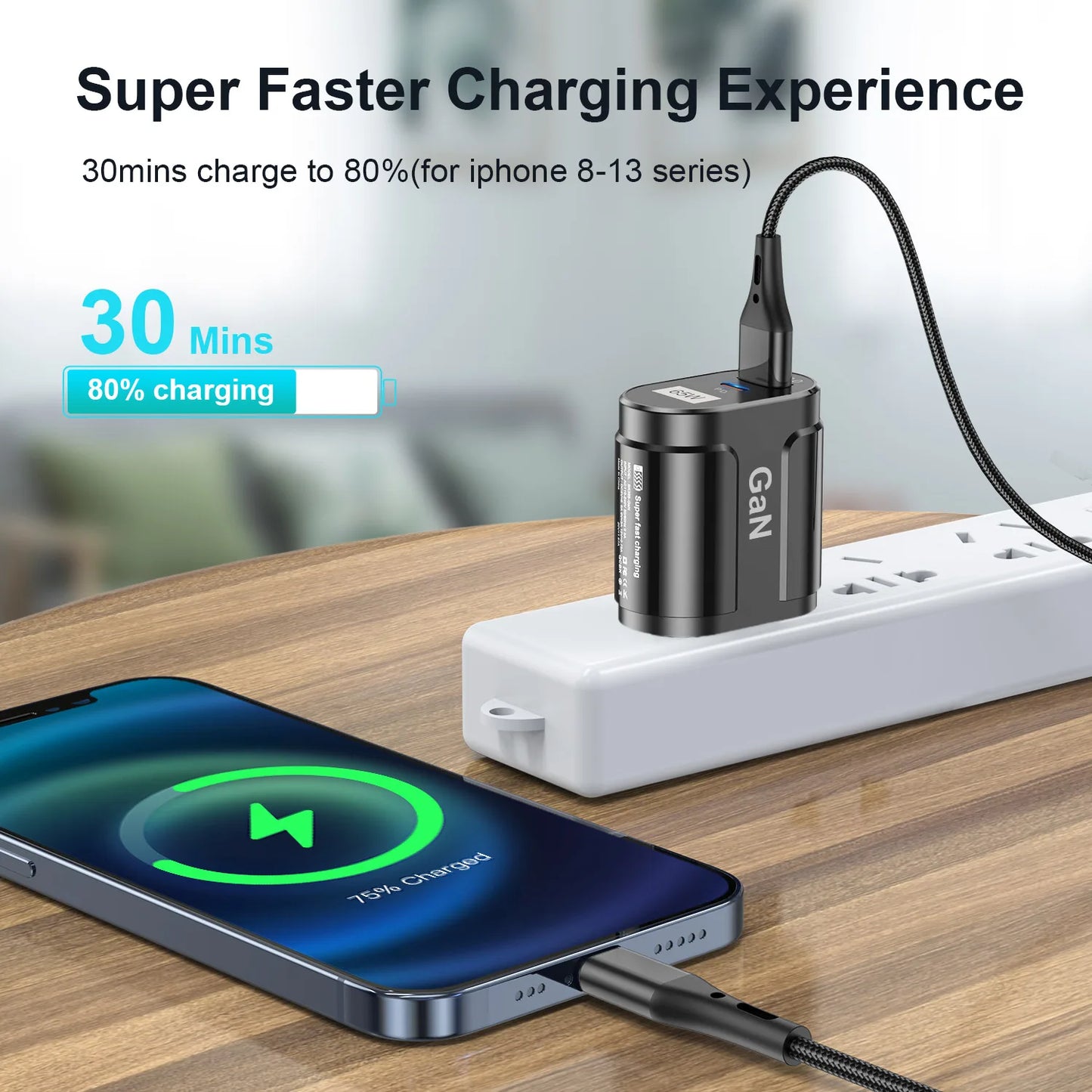 USLION 65W GaN USB Charger AU EU US UK Plug Fast Charging Tablet
