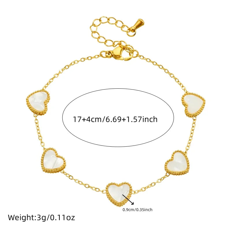 DIEYURO 316L Stainless Steel Simple Elegant White Shell Heart Necklace