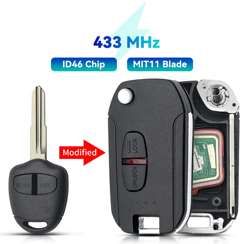 KEYYOU 2/3 Buttons Modified Flip Car Remote Key For Mitsubishi