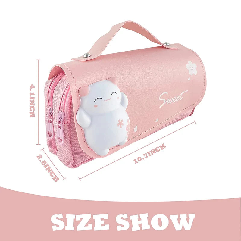 3D Kawaii Pencil Case Girls Decompression Pen Pouch Cute Waterproof
