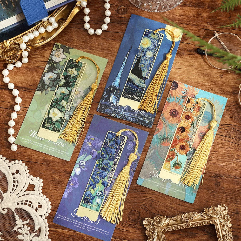 1pc Hollow Literary Flower Metal Bookmark Exquisite Painting Sunflower