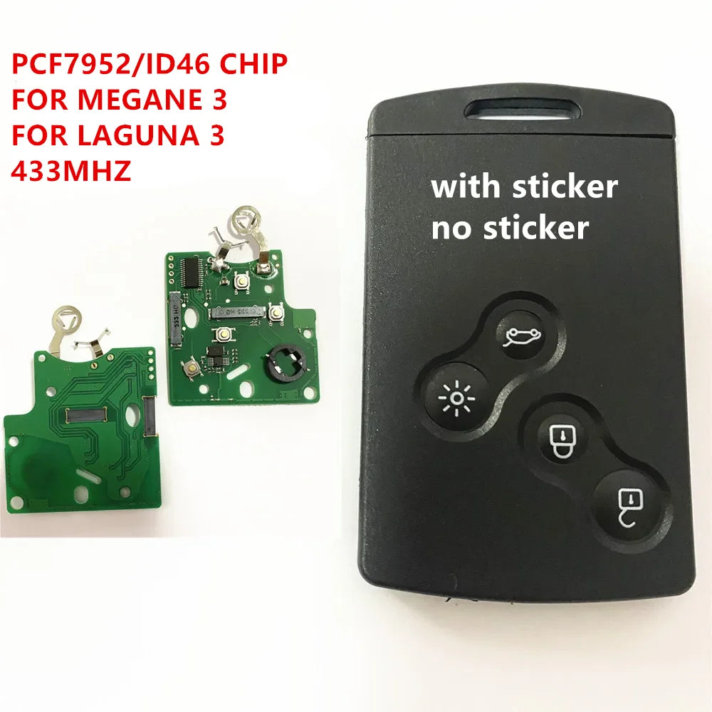 Hands Free Card Car Remote Control Key For Renault Megane3 Fluence