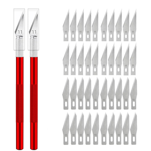 Engraving Non-Slip Metal Knife Kit + 40/10pcs #11 Blades Cutter Craft