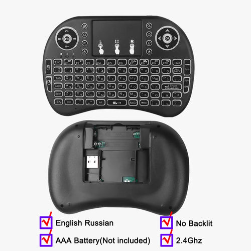 3-Color Backlit I8 Mini Wireless Keyboard 2.4GHz Air Mouse English