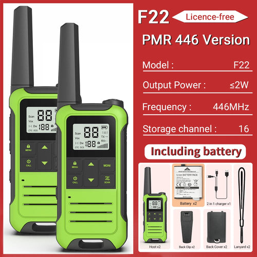2pcs Baofeng F22 Mini Walkie Talkie PMR FRS Long Range Rechargable